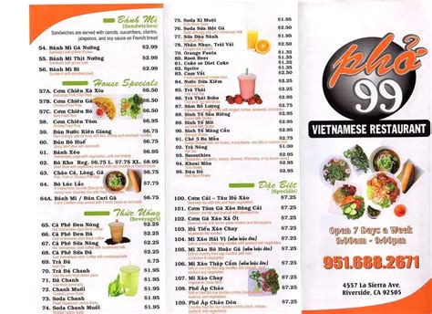 Lv Vietnamese Restaurant Menu | CINEMAS 93