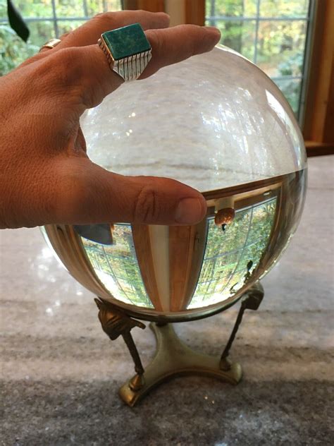 Large 6 Antique Crystal Ball Wbrass Metal Stand With Etsy Uk