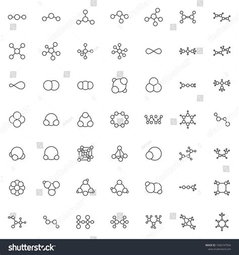 Molecular Structure Line Icons Set Molecular Stock Vector Royalty Free