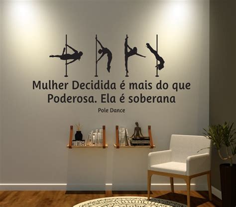 Adesivo Decorativo Parede Pole Dance Mulher Decidida 150x074