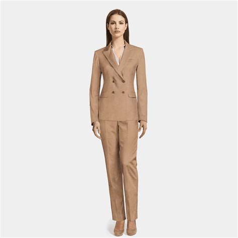 Camel Double Breasted Flannel Pantsuit Sumissura