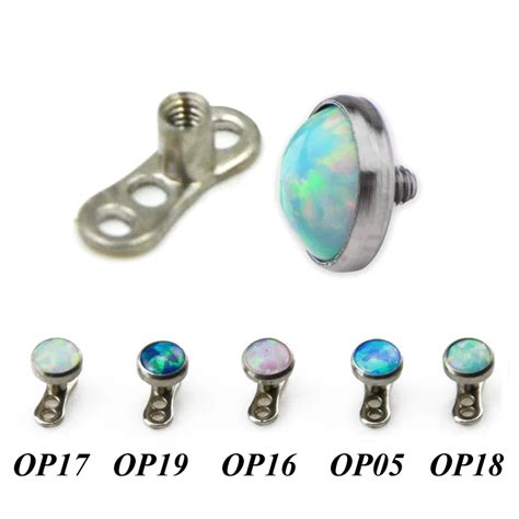 Pc G Titanium Base Mm Opal Top Dermal Anchor Base With Tops Micro