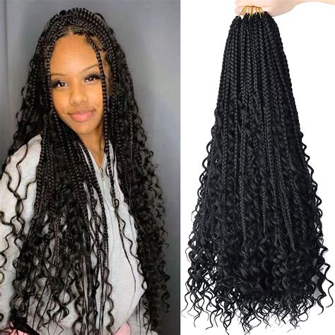 Lmzim 24 Boho Box Braids 8 Packs Curly Ends Crochet Hair For Black Women