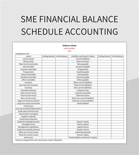 Sme Financial Balance Schedule Accounting Excel Template And Google