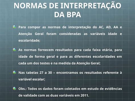 leitura do teste BPA PARA AVALIAÇÃO DA ATENÇÃO PPT