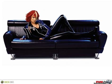 Joanna Dark On A Black Leather Sofa Fhm Poster Perfect Dark Zero