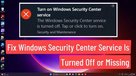 Fix Windows 11 10 Windows Security Center Service Is Turned Off Or