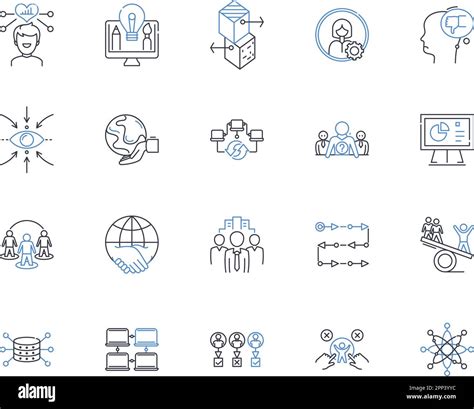 Cooperation Assistance Line Icons Collection Collaboration