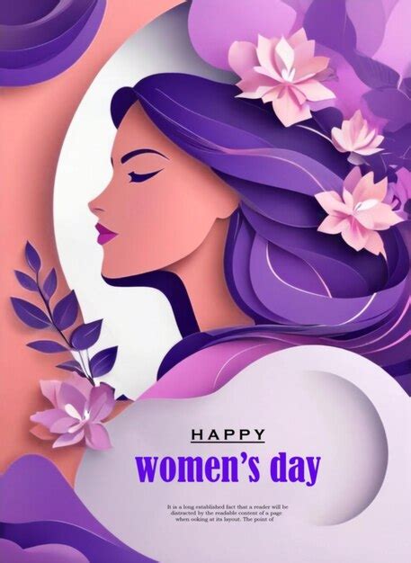 Premium Psd 8th March Happy Womens Day Floral Greeting Card Design