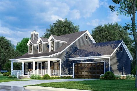 Country Home Plan With 3 Dormers 4 Bedrooms And A 2 Car Garage