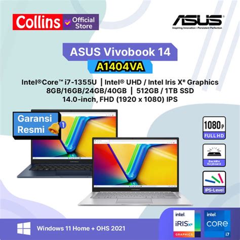 Promo ASUS Vivobook 14 A1404VA I7 1355U 8 16 24 40GB 512G 1T 14 FHD