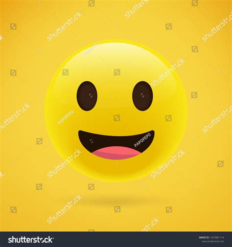 Smiling Emoji Open Mouth Vector Happy Stock Vector (Royalty Free) 1427081114