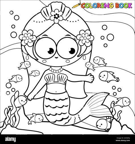 Coloring page mermaid Banque de photographies et dimages à haute