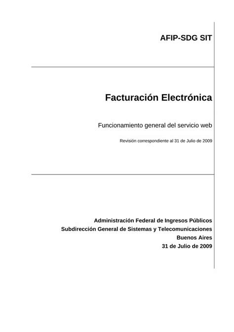 PDF Facturación Electrónica AFIP Funcionamiento general del