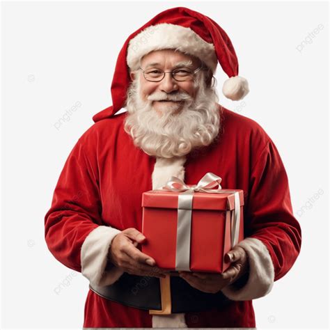 Retrato De Santa Claus Sosteniendo Una Caja De Regalo PNG Dibujos