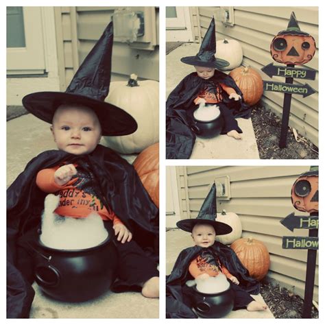 Halloween baby photos witch - plastic cauldron, cheap witch hat and ...