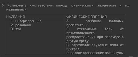 Установите соответствие между физическими явлениями и их названиями ...