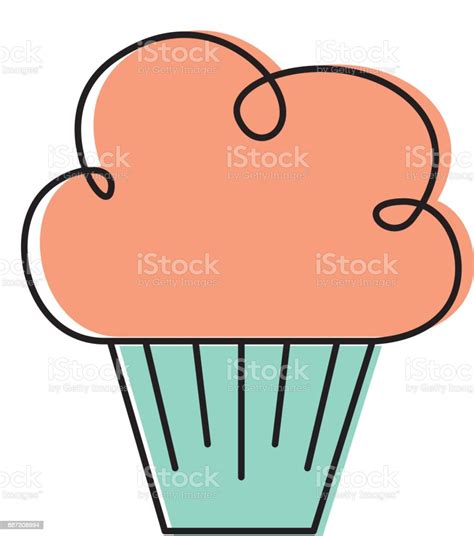 Birthday Sweet Cupcake Dessert Food Delicious Stock Illustration