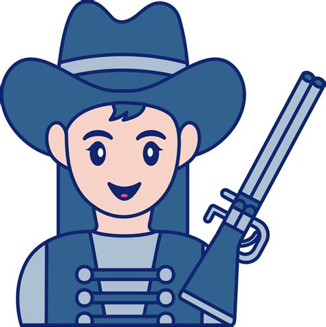 Cowgirl With Rifle Icon In Blue And Peach Color 24194536 Vector Art At