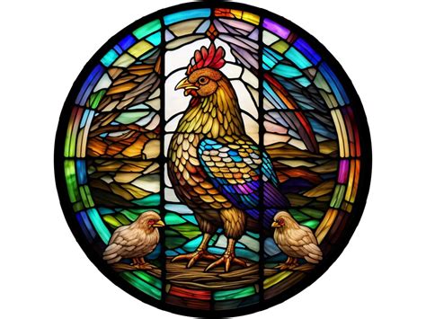 Stained Glass Chicken With Chicks Church Window Wreath Sign Etsy