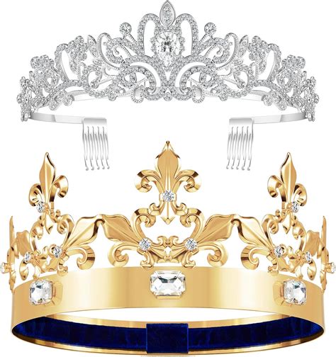 Paquete De Tiaras De Corona De Rey Para Mujeres Y Hombres De Cristal