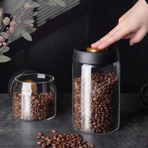 Vacuum Sealed Glass Coffee Bean Container Bigcupofcoffee