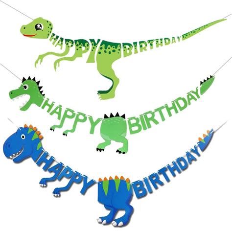 Dinozor Mutlu Do Um G N Garland Banner Dino Dino Parti Balonlar Orman