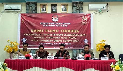 Kpu Rote Ndao Gelar Pleno Terbuka Rekapitulasi Dps Jelang Pemilu