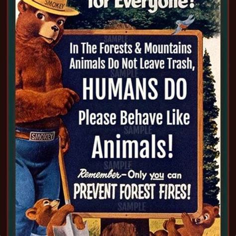 Smokey The Bear Vintage Faux Metal Sign Etsy