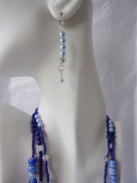 Royal Blue Necklace Set Etsy