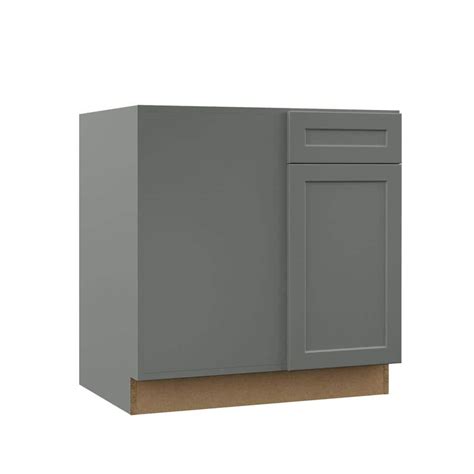 Hampton Bay Designer Series Melvern Storm Gray Shaker Assembled Corner Base Kitchen Cabinet 33