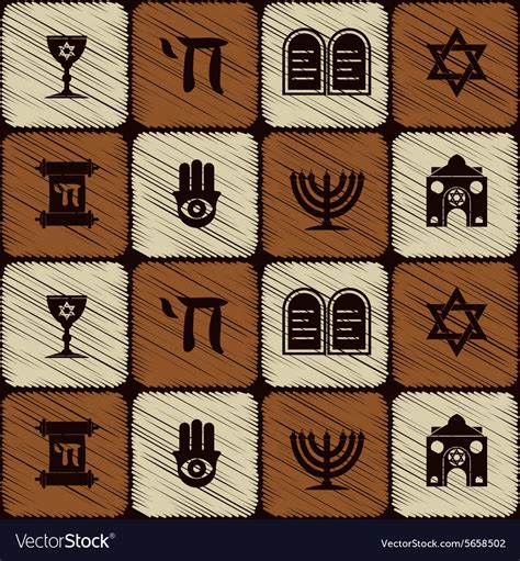 Seamless background with jewish symbols Royalty Free Vector