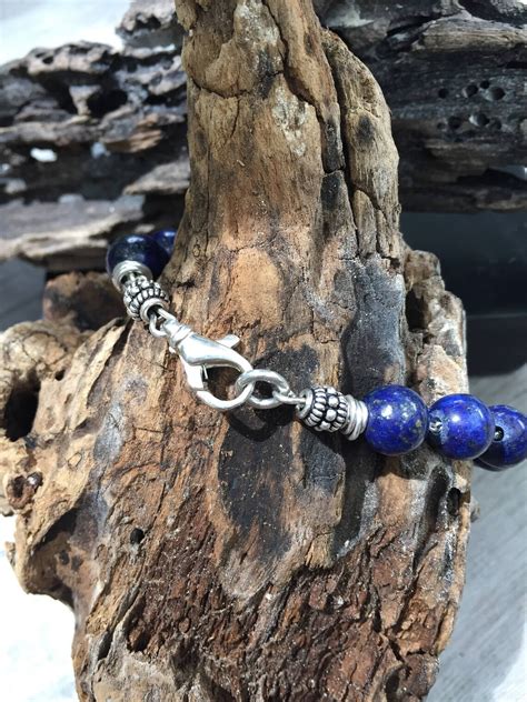 Lapis Lazuli Bracelet For Men Sterling Silver Etsy