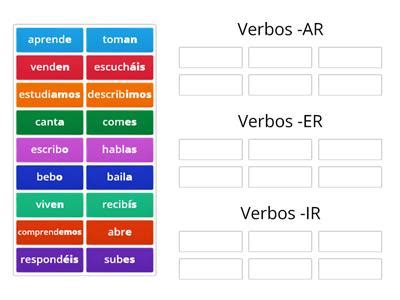 Verbos Terminados En Ar Er Ir Recursos Did Cticos