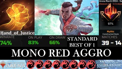 MONO RED AGGRO RDW74 WIN RATE 39 14 97 MYTHIC RANKED STANDARD