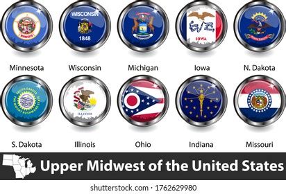 Flags Upper Midwest Region United States Stock Vector (Royalty Free) 1762629980