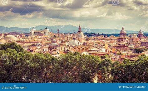 Aerial Panoramic View Of Rome In Summer Italy Stock Photo Image Of