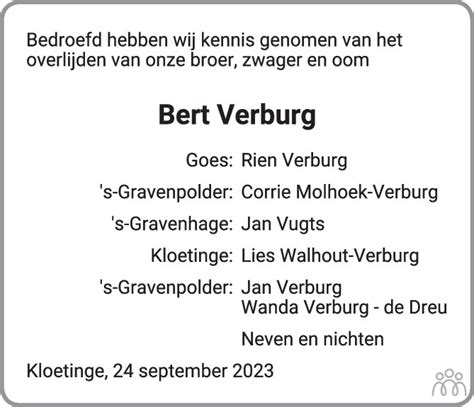 Hubertus Bert Verburg Overlijdensbericht En Condoleances