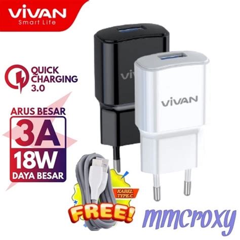 Jual Vivan Power Oval Ii Charger With Kabel Usb Type C W