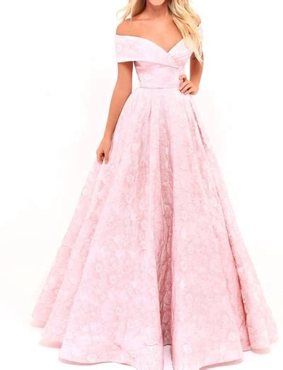 Tarik Ediz Off The Shoulder Ballgown In Pink Modesens