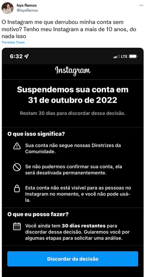 Política ou Bug Instagram suspende várias contas sem motivo Primeira