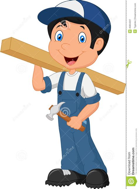 Cute Carpenter Cartoon Stock Vector Illustration Of Tool 45854227