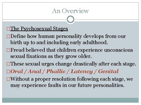 Freuds Stages Of Psychosexual Development Steven Shelby Adam