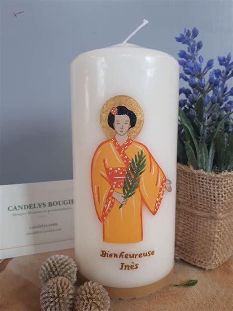 Bienheureuse Inès Takeya Candelys Bougies illustrées et personnalisées