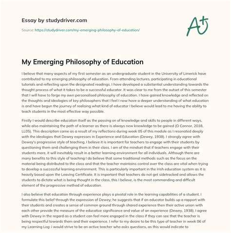 My Emerging Philosophy Of Education Free Essay Example