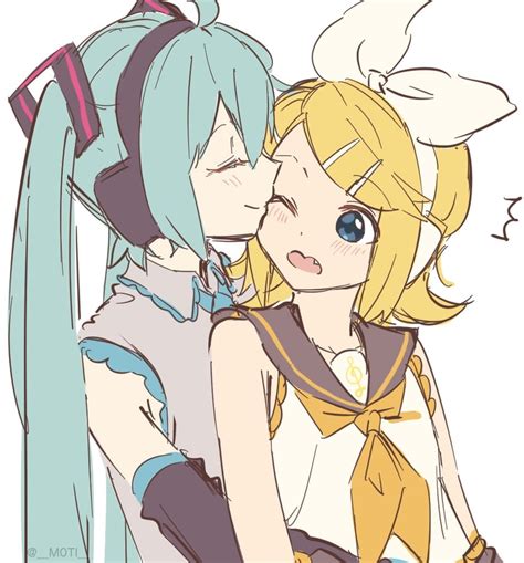 Hatsune Miku And Kagamine Rin Vocaloid Drawn By M0ti Danbooru