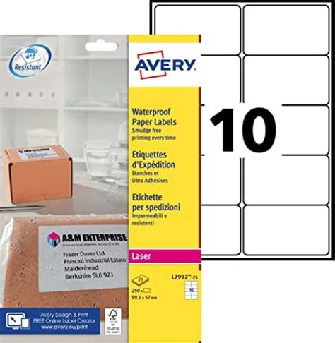 Avery Self Adhesive Weatherproof Waterproof Parcel Mailing Labels