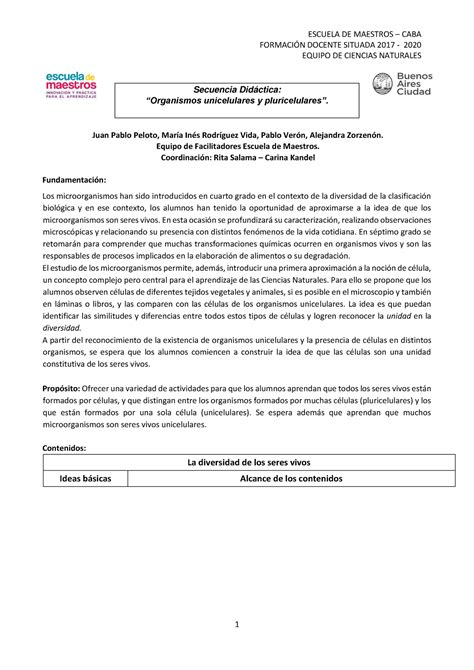 Cn5 Organismos Unicelulares Y Pluricelulares ESCUELA DE MAESTROS