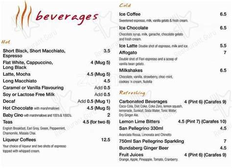 Menu at Embers Restaurant, Gooseberry Hill