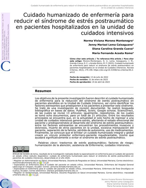 PDF Cuidado humanizado de enfermería para reducir el síndrome de